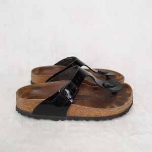 Birkenstock GIZEH Thong Sandals EU 38 US Womens 7/7.5 Black Birko Flor Vegan
